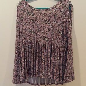 Purple paisley long sleeve flowy top